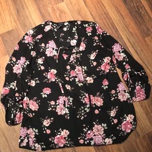 Long Sleeve Floral Print Blouse
